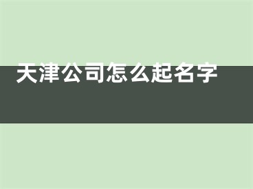  天津公司怎么起名字 