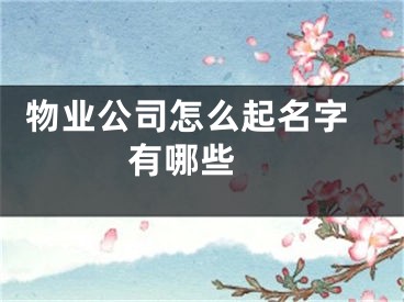  物业公司怎么起名字有哪些 