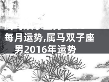 属马双子座男2018每月运势,属马双子座男2016年运势