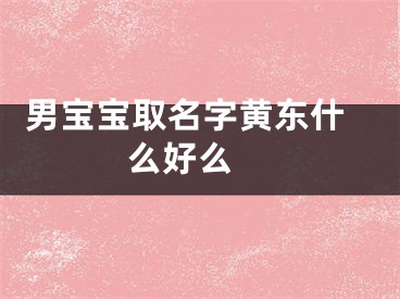  男宝宝取名字黄东什么好么 