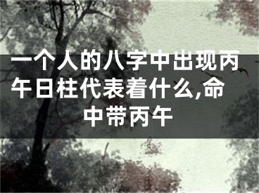 一个人的八字中出现丙午日柱代表着什么,命中带丙午