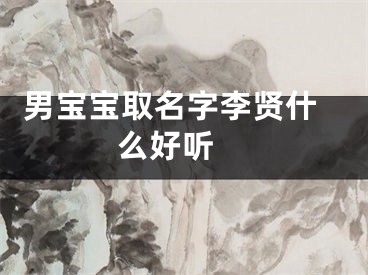  男宝宝取名字李贤什么好听 