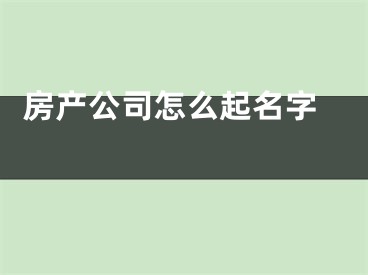  房产公司怎么起名字 