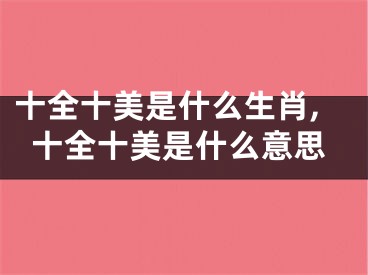 十全十美是什么生肖,十全十美是什么意思