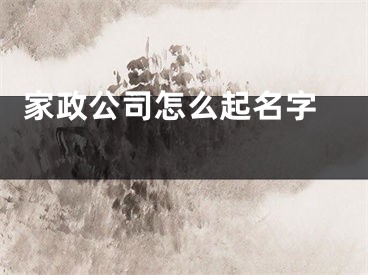  家政公司怎么起名字 