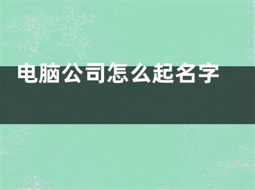  电脑公司怎么起名字 