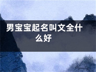  男宝宝起名叫文全什么好 