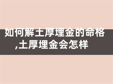 如何解土厚埋金的命格,土厚埋金会怎样