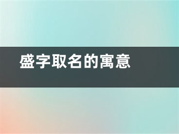  盛字取名的寓意 