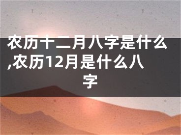 农历十二月八字是什么,农历12月是什么八字