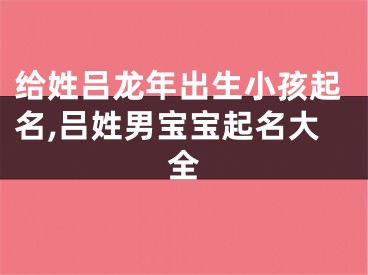 给姓吕龙年出生小孩起名,吕姓男宝宝起名大全