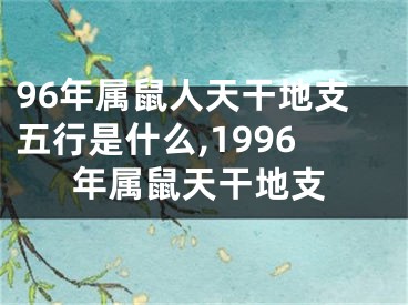 96年属鼠人天干地支五行是什么,1996年属鼠天干地支