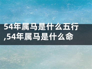 54年属马是什么五行,54年属马是什么命