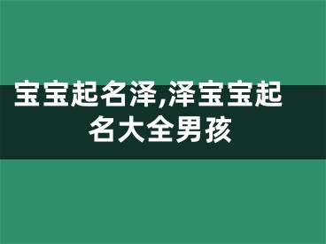 宝宝起名泽,泽宝宝起名大全男孩