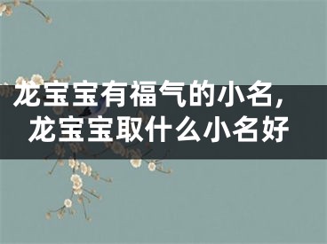 龙宝宝有福气的小名,龙宝宝取什么小名好