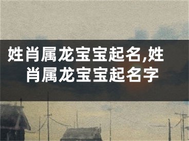 姓肖属龙宝宝起名,姓肖属龙宝宝起名字