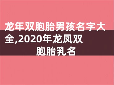 龙年双胞胎男孩名字大全,2020年龙凤双胞胎乳名