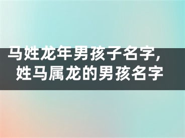 马姓龙年男孩子名字,姓马属龙的男孩名字