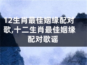 12生肖最佳姻缘配对歌,十二生肖最佳姻缘配对歌谣