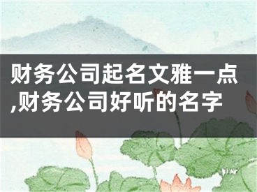 财务公司起名文雅一点,财务公司好听的名字