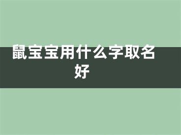  鼠宝宝用什么字取名好 