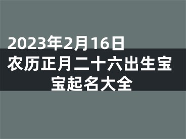 2023年2月16日农历正月二十六出生宝宝起名大全