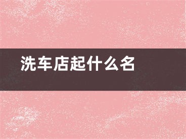  洗车店起什么名 