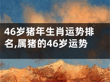 46岁猪年生肖运势排名,属猪的46岁运势