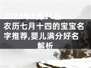 2022年8月11日农历七月十四的宝宝名字推荐,婴儿满分好名解析