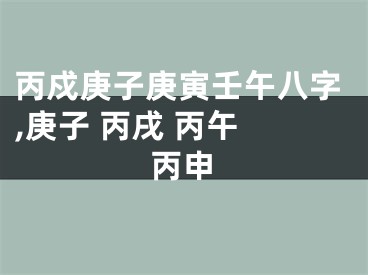 丙戍庚子庚寅壬午八字,庚子 丙戌 丙午 丙申