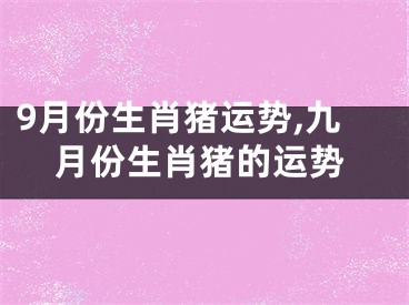 9月份生肖猪运势,九月份生肖猪的运势