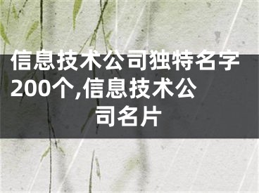 信息技术公司独特名字200个,信息技术公司名片