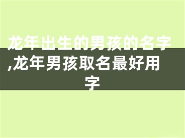 龙年出生的男孩的名字,龙年男孩取名最好用字