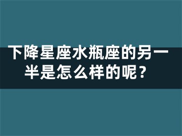 下降星座水瓶座的另一半是怎么样的呢？