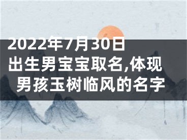 2022年7月30日出生男宝宝取名,体现男孩玉树临风的名字