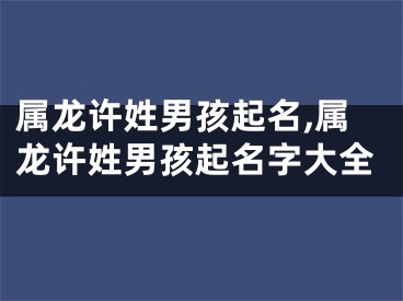 属龙许姓男孩起名,属龙许姓男孩起名字大全