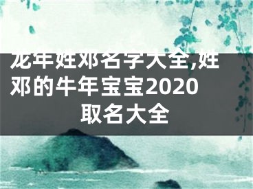 龙年姓邓名字大全,姓邓的牛年宝宝2020取名大全