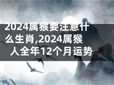 2024属猴要注意什么生肖,2024属猴人全年12个月运势