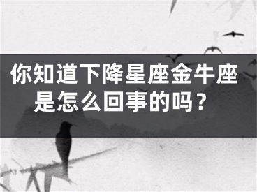 你知道下降星座金牛座是怎么回事的吗？