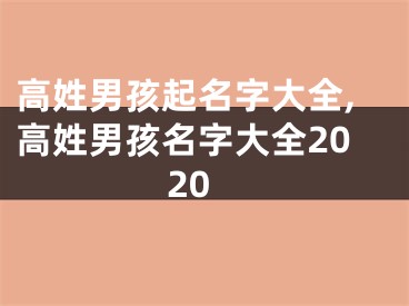 高姓男孩起名字大全,高姓男孩名字大全2020