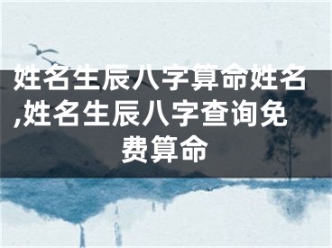 姓名生辰八字算命姓名,姓名生辰八字查询免费算命