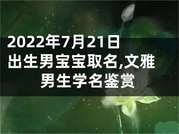 2022年7月21日出生男宝宝取名,文雅男生学名鉴赏