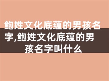 鲍姓文化底蕴的男孩名字,鲍姓文化底蕴的男孩名字叫什么