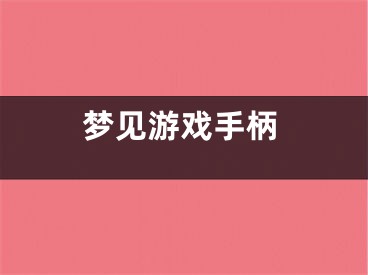 梦见游戏手柄