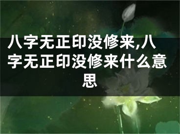 八字无正印没修来,八字无正印没修来什么意思