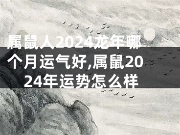 属鼠人2024龙年哪个月运气好,属鼠2024年运势怎么样