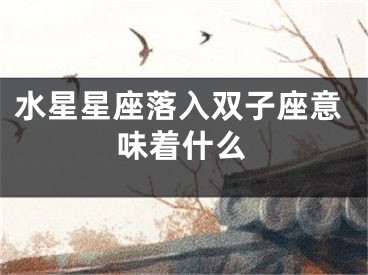 水星星座落入双子座意味着什么