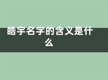  皓宇名字的含义是什么 