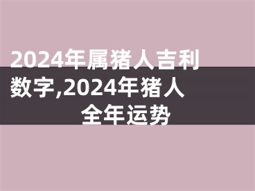 2024年属猪人吉利数字,2024年猪人全年运势