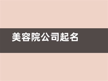  美容院公司起名 